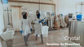  Presentation with business partner - PPT theme featuring arab-business-partner-visiting background and a gray colored foreground