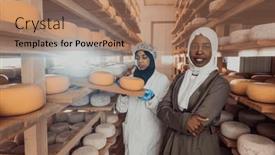  Presentation with business partner - PPT theme with arab-business-partner-visiting background and a coral colored foreground