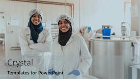  Presentation with business partner - Slide set with arab-business-partner-visiting background and a light gray colored foreground