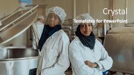  Presentation with business partner - Slides consisting of arab-business-partner-visiting background and a violet colored foreground