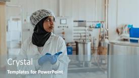  Presentation with investing - Presentation theme enhanced with arab-business-woman-visiting background and a light blue colored foreground