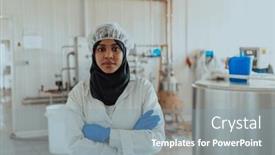  Presentation with investing - Presentation theme with arab-business-woman-visiting background and a seafoam green colored foreground