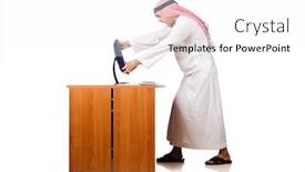  Presentation with arab - Cool new presentation design with arab-businessman-in-business-concept backdrop and a white colored foreground