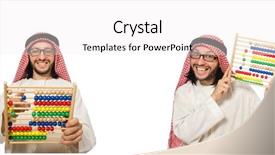  Presentation with arab - Presentation design featuring arab businessman isolated on white background and a white colored foreground