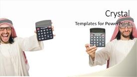  Presentation with arab - Colorful presentation theme enhanced with arab businessman isolated on white backdrop and a white colored foreground