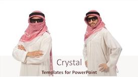  Presentation with arab - Presentation theme featuring arab-businessman-isolated-on-white background and a lemonade colored foreground