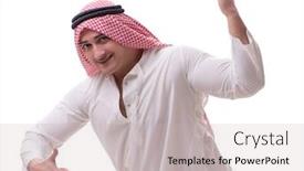  Presentation with arab - Audience pleasing PPT layouts consisting of arab-businessman-isolated-on-white backdrop and a light gray colored foreground