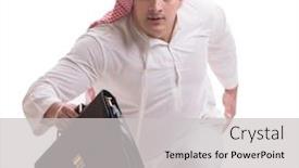  Presentation with arab - PPT theme consisting of arab-businessman-isolated-on-white background and a light gray colored foreground