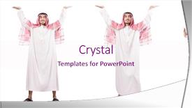  Presentation with arab - Slide deck consisting of arab businessman isolated on white background and a  colored foreground