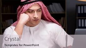  Presentation with late - Presentation consisting of arab-businessman-working-late background and a  colored foreground