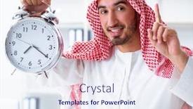  Presentation with arab - PPT layouts having arab businessman working in the office background and a sky blue colored foreground