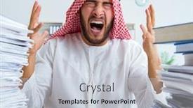  Presentation with paperwork - Presentation enhanced with arab-businessman-working background and a lemonade colored foreground