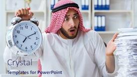  Presentation with paperwork - Slides enhanced with arab-businessman-working background and a lemonade colored foreground