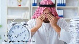  Presentation with arab - PPT layouts with arab-businessman-working background and a light blue colored foreground