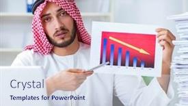  Presentation with arab - PPT layouts with arab-businessman-working background and a sky blue colored foreground