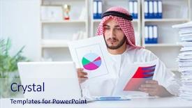  Presentation with working capital - PPT theme consisting of arab businessman working background and a sky blue colored foreground