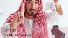  Presentation with drinking water - Amazing theme having arab-chemist-checking-the-quality backdrop and a coral colored foreground