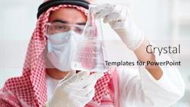  Presentation with drinking water - Slides having arab-chemist-checking-the-quality background and a lemonade colored foreground