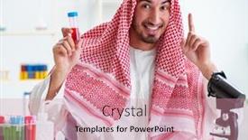  Presentation with chemist - Audience pleasing presentation consisting of arab chemist working in the lab office backdrop and a coral colored foreground