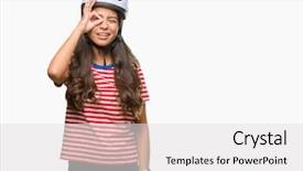  Presentation with cyclist - Cool new PPT theme with arab cyclist woman wearing safety backdrop and a  colored foreground