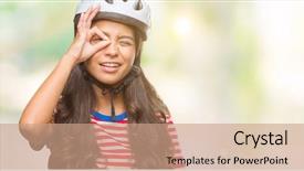  Presentation with cyclist - Colorful presentation enhanced with arab cyclist woman wearing safety backdrop and a  colored foreground