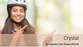  Presentation with triathlon professional cyclist man cycling - Theme with arab cyclist woman wearing safety background and a  colored foreground