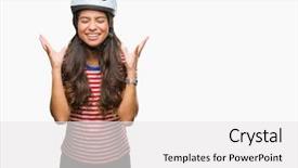  Presentation with cyclist - PPT layouts with arab cyclist woman wearing safety background and a white colored foreground