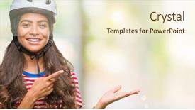  Presentation with triathlon professional cyclist man cycling - Colorful theme enhanced with arab cyclist woman wearing safety backdrop and a cream colored foreground