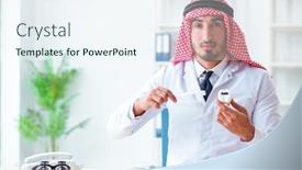  Presentation with implant - Amazing PPT layouts having arab-dentist-working-on-new backdrop and a sky blue colored foreground