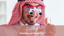  Presentation with teeth - Presentation theme featuring arab-dentist-working-on-new background and a coral colored foreground