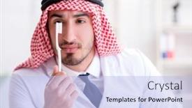  Presentation with teeth - PPT layouts featuring arab-dentist-working-on-new background and a light blue colored foreground