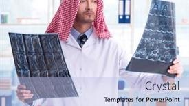  Presentation with radiologist - Slides featuring arab-doctor-radiologist-working background and a light blue colored foreground