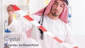  Presentation with project - Beautiful slide deck featuring arab engineer working on new project backdrop and a lemonade colored foreground