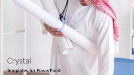  Presentation with project - Slide deck enhanced with arab-engineer-working-on-new background and a light gray colored foreground