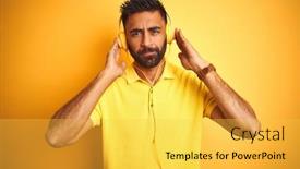  Presentation with arab music - Slide deck consisting of arab-indian-hispanic-man-listening background and a yellow colored foreground