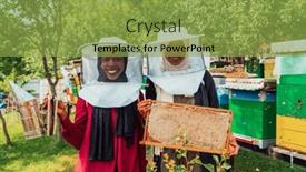  Presentation with businesses - PPT theme with arab-investors-checking-the-quality background and a yellow colored foreground