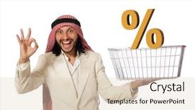 Presentation with arab - Beautiful presentation featuring arab man doing shopping isolated backdrop and a lemonade colored foreground