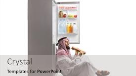 Presentation with fridge - Presentation theme enhanced with arab-man-eating-a-sandwich background and a light gray colored foreground