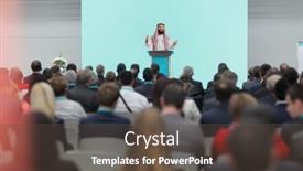  Presentation with arab - Presentation design having arab-man-giving-a-speech background and a tawny brown colored foreground