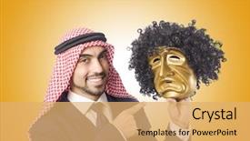  Presentation with hypocrisy - Presentation featuring arab man hypocrisy concept background and a yellow colored foreground