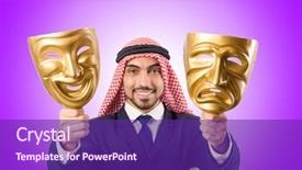  Presentation with hypocrisy - Beautiful presentation featuring arab man hypocrisy concept backdrop and a violet colored foreground