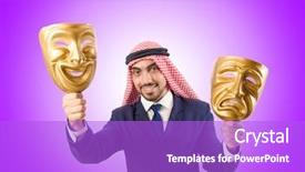  Presentation with hypocrisy - Amazing presentation having arab man hypocrisy concept backdrop and a purple colored foreground