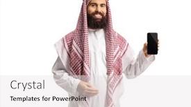  Presentation with arab - Amazing theme having arab-man-in-a-thobe backdrop and a white colored foreground