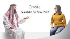  Presentation with traditional - Slide set featuring arab-man-in-a-traditional background and a white colored foreground