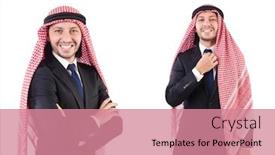  Presentation with arab - Amazing theme having arab-man-in-confident-concept backdrop and a coral colored foreground