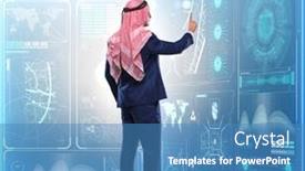  Presentation with data management - Cool new presentation theme with arab-man-in-data-management backdrop and a teal colored foreground