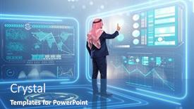  Presentation with data management - Beautiful presentation theme featuring arab-man-in-data-management backdrop and a teal colored foreground