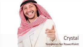  Presentation with diversity - Audience pleasing presentation design consisting of arab man in diversity concept backdrop and a sky blue colored foreground
