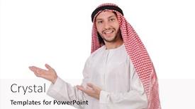  Presentation with diversity - Audience pleasing slide set consisting of arab-man-in-diversity-concept backdrop and a light gray colored foreground