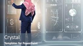  Presentation with global - Cool new slides with arab-man-in-global-business backdrop and a gray colored foreground